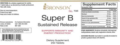 Photo of the Bronson Super B Sustained Release label