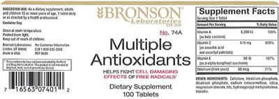 Photo of the Bronson Laboratories Multiple Antioxidants label