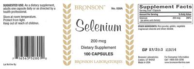 Photo of the Bronson Selenium 200 mcg label