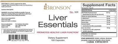 Photo of the Bronson Liver Essentials label