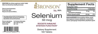Photo of the Bronson Selenium 50 mcg label