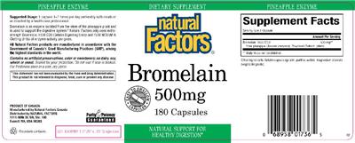 Photo of the Natural Factors Bromelain 500 mg label
