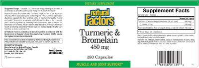 Photo of the Natural Factors Turmeric & Bromelain 450 mg label