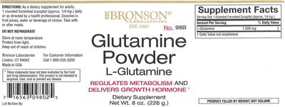 Photo of the Bronson Laboratories Glutamine Powder L-Glutamine label
