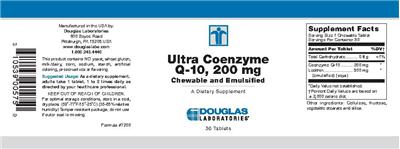Photo of the Douglas Laboratories Ultra Coenzyme Q-10, 200 mg label