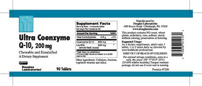 Photo of the Douglas Laboratories Ultra Coenzyme Q-10, 200 mg label