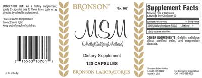 Photo of the Bronson MSM (MethylSulfonylMethane) label
