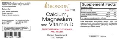 Photo of the Bronson Calcium, Magnesium And Vitamin D label
