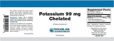Photo of the Douglas Laboratories Potassium 99 mg Chelated label