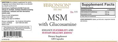 Photo of the Bronson Laboratories MSM With Glucosamine label