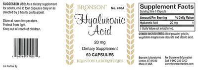 Photo of the Bronson Hyaluronic Acid 20 mg label