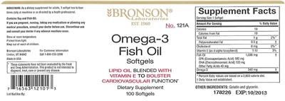 Photo of the Bronson Laboratories Omega-3 Fish Oil Softgels label
