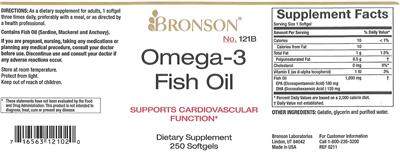 Photo of the Bronson Omega-3 Fish Oil label