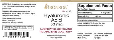 Photo of the Bronson Hyaluronic Acid 50 mg label