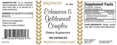 Photo of the Bronson Echinacea & Goldenseal Complex label
