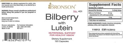 Photo of the Bronson Bilberry With Lutein label