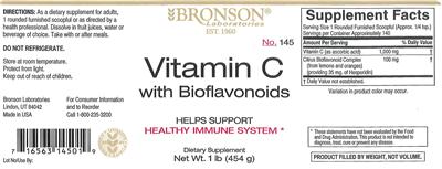 Photo of the Bronson Laboratories Vitamin C with Bioflavonoids label