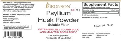 Photo of the Bronson Psyllium Husk Powder Soluble Fiber label