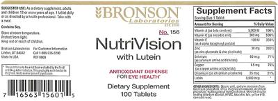 Photo of the Bronson Laboratories NutriVision With Lutein label