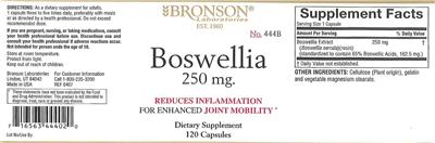 Photo of the Bronson Laboratories Boswellia 250 mg label
