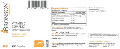 Photo of the Bronson Laboratories Vitamin C Complex label