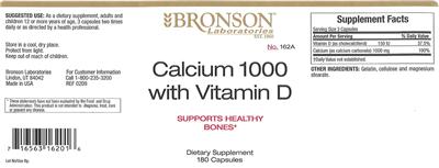 Photo of the Bronson Laboratories Calcium 1000 With Vitamin D label