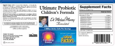 Photo of the Natural Factors Ultimate Probiotic Children's Formula label