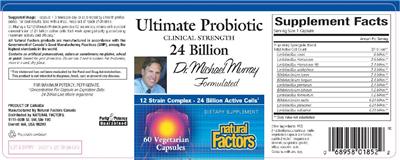 Photo of the Natural Factors Ultimate Probiotic Clinical Strength 24 Billion label