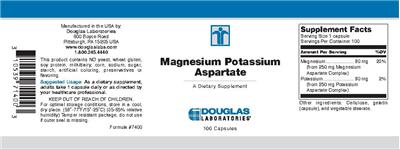 Photo of the Douglas Laboratories Magnesium Potassium Aspartate label