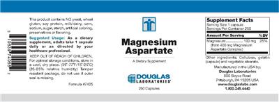 Photo of the Douglas Laboratories Magnesium Aspartate label