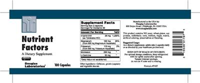 Photo of the Douglas Laboratories Nutrient Factors label