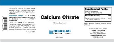 Photo of the Douglas Laboratories Calcium Citrate label
