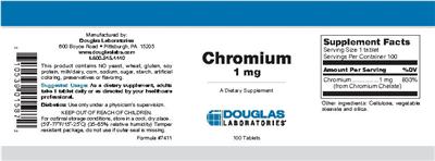 Photo of the Douglas Laboratories Chromium 1 mg label