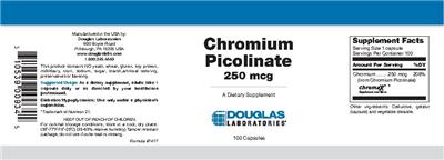 Photo of the Douglas Laboratories Chromium Picolinate 250 mcg label