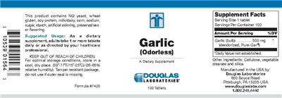Photo of the Douglas Laboratories Garlic (Odorless) label