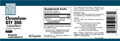 Photo of the Douglas Laboratories Chromium-GTF 200 ChromeMate label