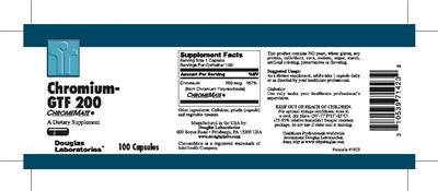 Photo of the Douglas Laboratories Chromium-GTF 200 ChromeMate label