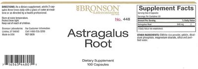 Photo of the Bronson Laboratories Astragalus Root label