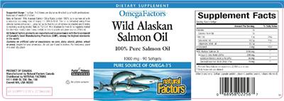 Photo of the Natural Factors OmegaFactors Wild Alaskan Salmon Oil label
