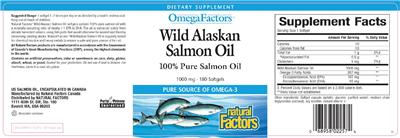 Photo of the Natural Factors OmegaFactors Wild Alaskan Salmon Oil 1000 mg label