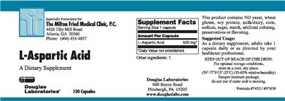 Photo of the Douglas Laboratories L-Aspartic Acid label