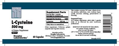 Photo of the Douglas Laboratories L-Cysteine 500 mg label