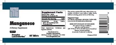 Photo of the Douglas Laboratories Manganese label