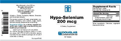 Photo of the Douglas Laboratories Hypo-Selenium 200 mcg label