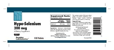 Photo of the Douglas Laboratories Hypo-Selenium 200 mcg label