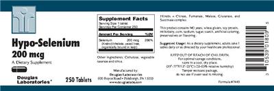 Photo of the Douglas Laboratories Hypo-Selenium 200 mcg label