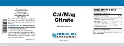 Photo of the Douglas Laboratories Cal/Mag Citrate label