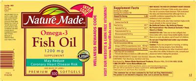 Photo of the Nature Made Omega-3 Fish Oil 1200 mg label