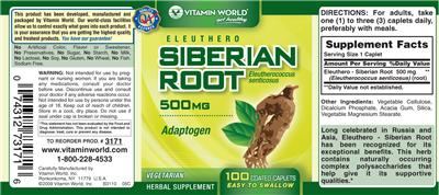 Eleuthero Siberian Root 500 mg