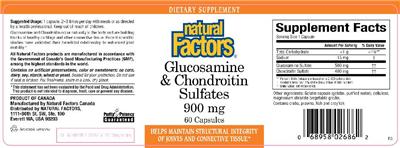 Photo of the Natural Factors Glucosamine & Chondroitin Sulfates 900 mg label